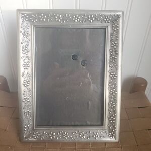 Burnes of Boston 5x7 Pewter Tone Floral Embossed Picture Frame Vintage Style